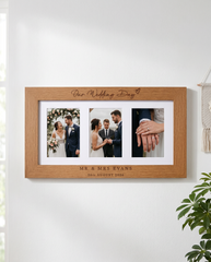Wedding Gifts For The Couple, Personalised Engraved Triple Wooden Wedding Photo Frame Photo Frame ukgiftstoreonline Landscape