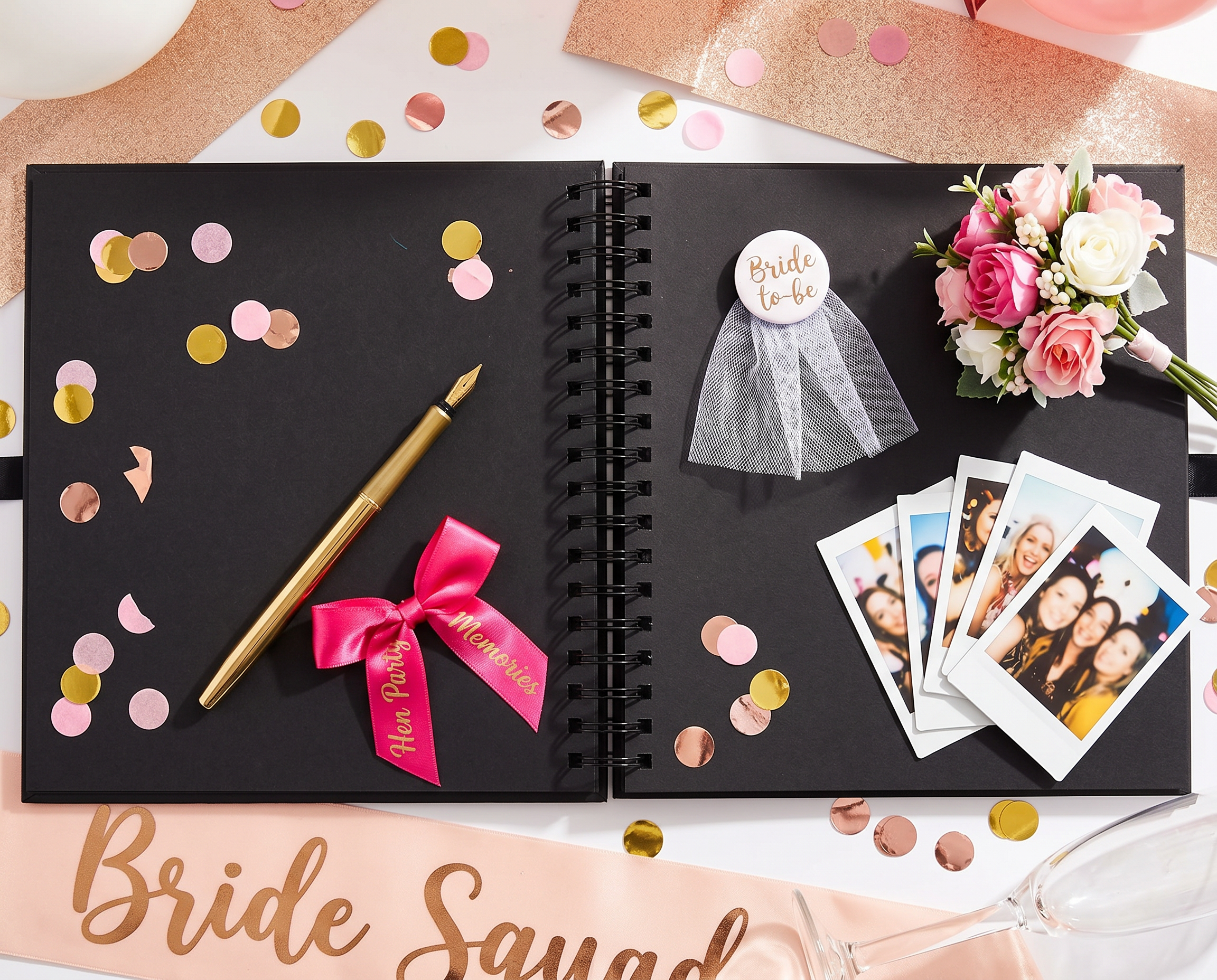 Personalised Team Bride Hen Party Scrapbook Photo Album Black Cover Scrapbook Guest Book ukgiftstoreonline