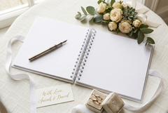 Luxury Wedding Guest Book - Personalised Hardcover Spiral Bound Keepsake With Ribbon ukgiftstoreonline