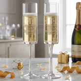 Pair Of Modern and Elegant Personalised 1st anniversary Tall Champagne Prosecco Glasses Gift Champagne Glasses ukgiftstoreonline
