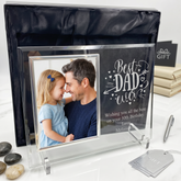 Personalised Engraved Best Dad Ever Large Glass Photo Frame In Silk Lined Gift Box Daddy Photo Frame ukgiftstoreonline