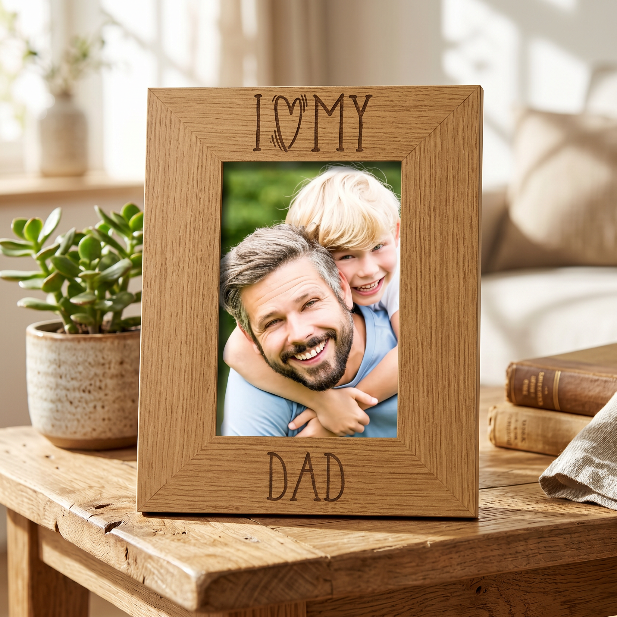 I heart my Dad love Engraved Wooden photo frame Gift For Fathers Day Birthday or Christmas Dad Photo Frame ukgiftstoreonline