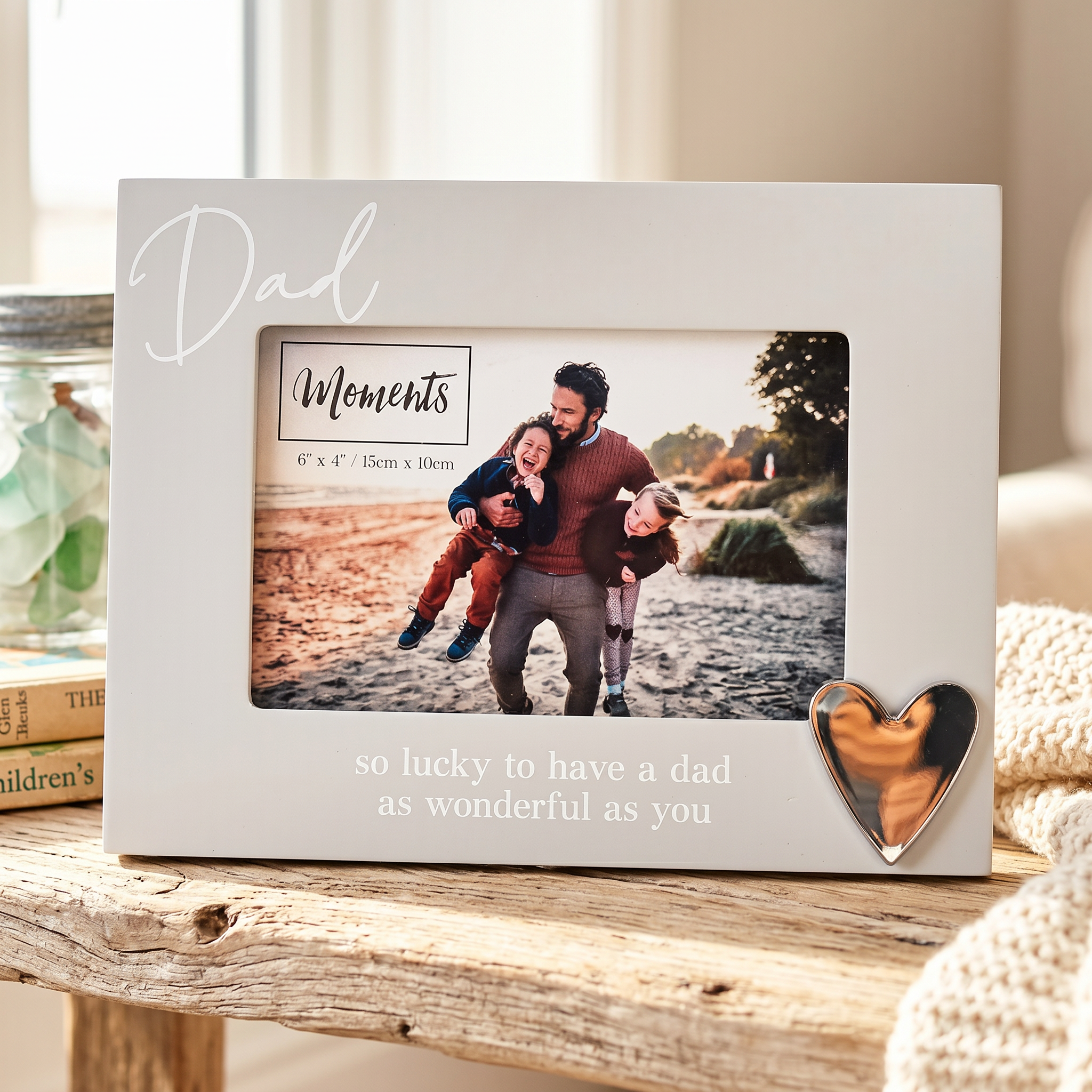 Dad Silver Heart Photo Frame 6'x4' Picture with Sentiment, Freestanding and Gift Boxed - Father's Day, Birthday or Christmas photo frame ukgiftstoreonline
