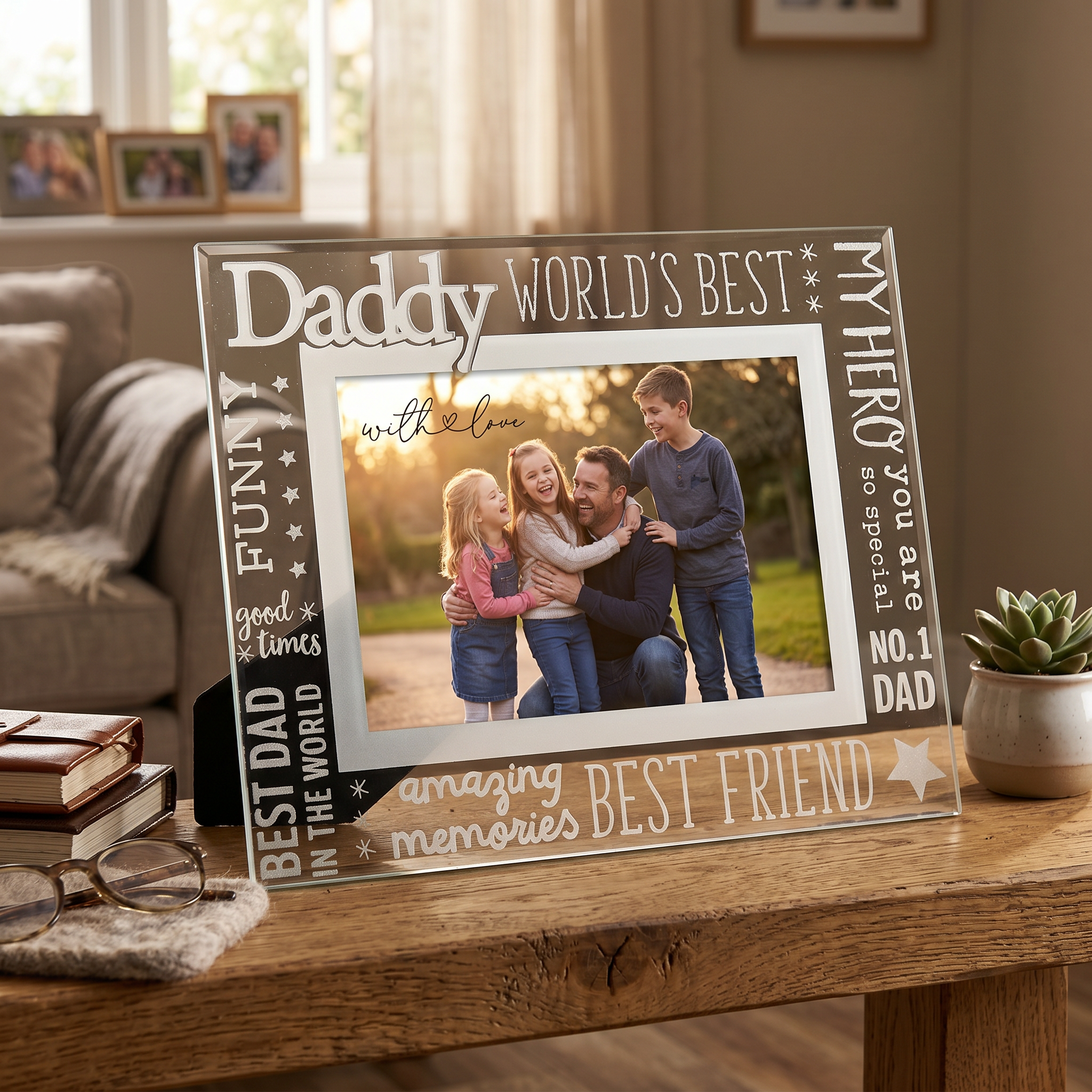 World's Best Daddy Glass Photo Frame Gift With Sentiments For Fathers Day, Birthday or Christmas Nan Photo Frame ukgiftstoreonline