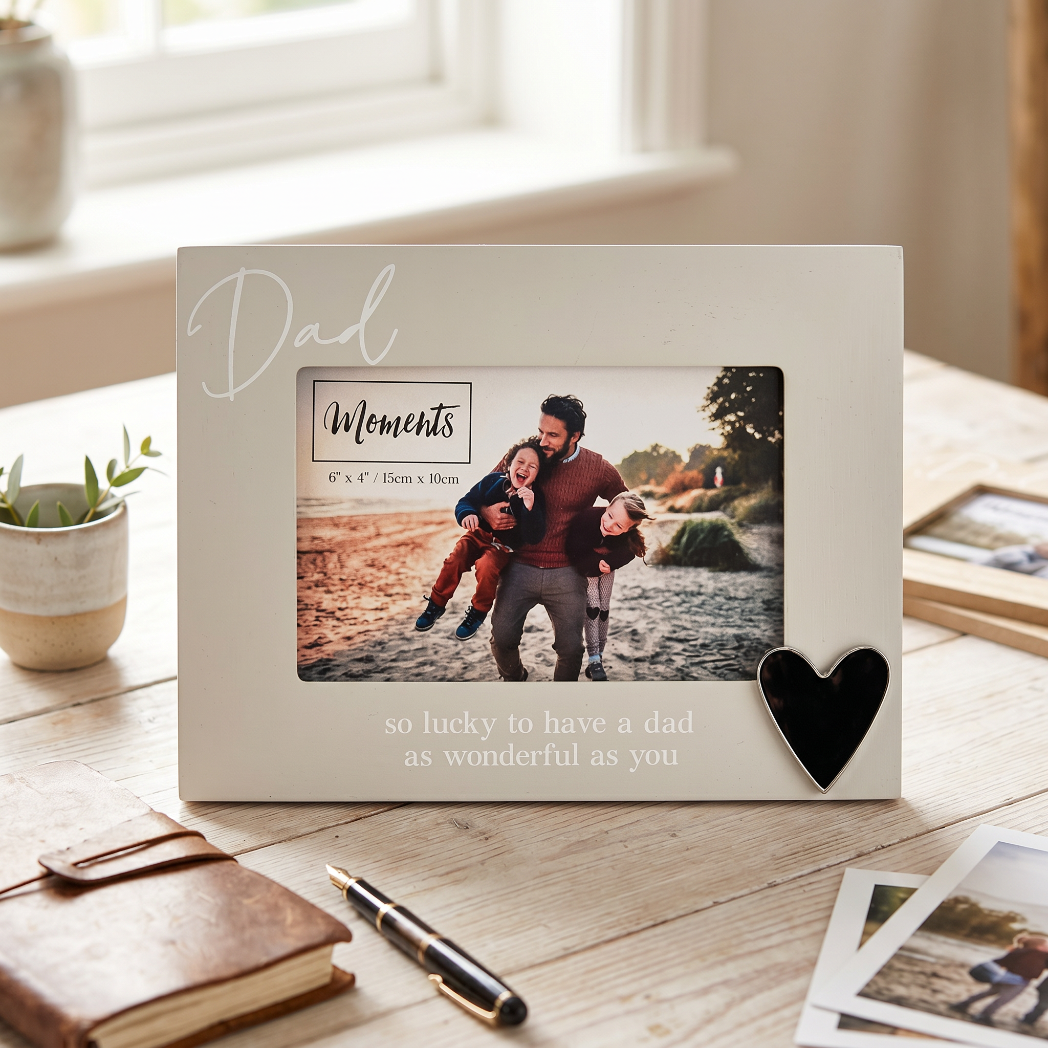 Dad Silver Heart Photo Frame 6'x4' Picture with Sentiment, Freestanding and Gift Boxed - Father's Day, Birthday or Christmas photo frame ukgiftstoreonline