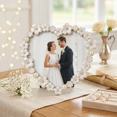 Pearl White Daisy Heart Photo Frame for Anniversaries Wedding and Valentines photo frame ukgiftstoreonline