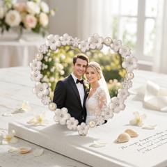 Pearl White Daisy Heart Photo Frame for Anniversaries Wedding and Valentines photo frame ukgiftstoreonline