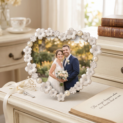 Pearl White Daisy Heart Photo Frame for Anniversaries Wedding and Valentines photo frame ukgiftstoreonline