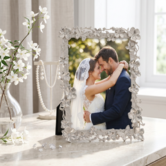 Flower and Butterfly Nickel Plated Photo Frame for Anniversaries Wedding and Valentines photo frame ukgiftstoreonline