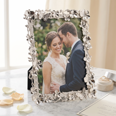 Flower and Butterfly Nickel Plated Photo Frame for Anniversaries Wedding and Valentines photo frame ukgiftstoreonline