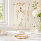 Vintage Style Rose Gold metal jewellery stand, with flowers and butterflies 22.5cm tall ukgiftstoreonline