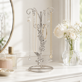 Vintage Style Silver metal jewellery stand, with Daisy flowers 22.5cm tall ukgiftstoreonline