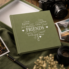 Friends Word Heart Olive Green Photo Album Gift For 50 x 6"x4"