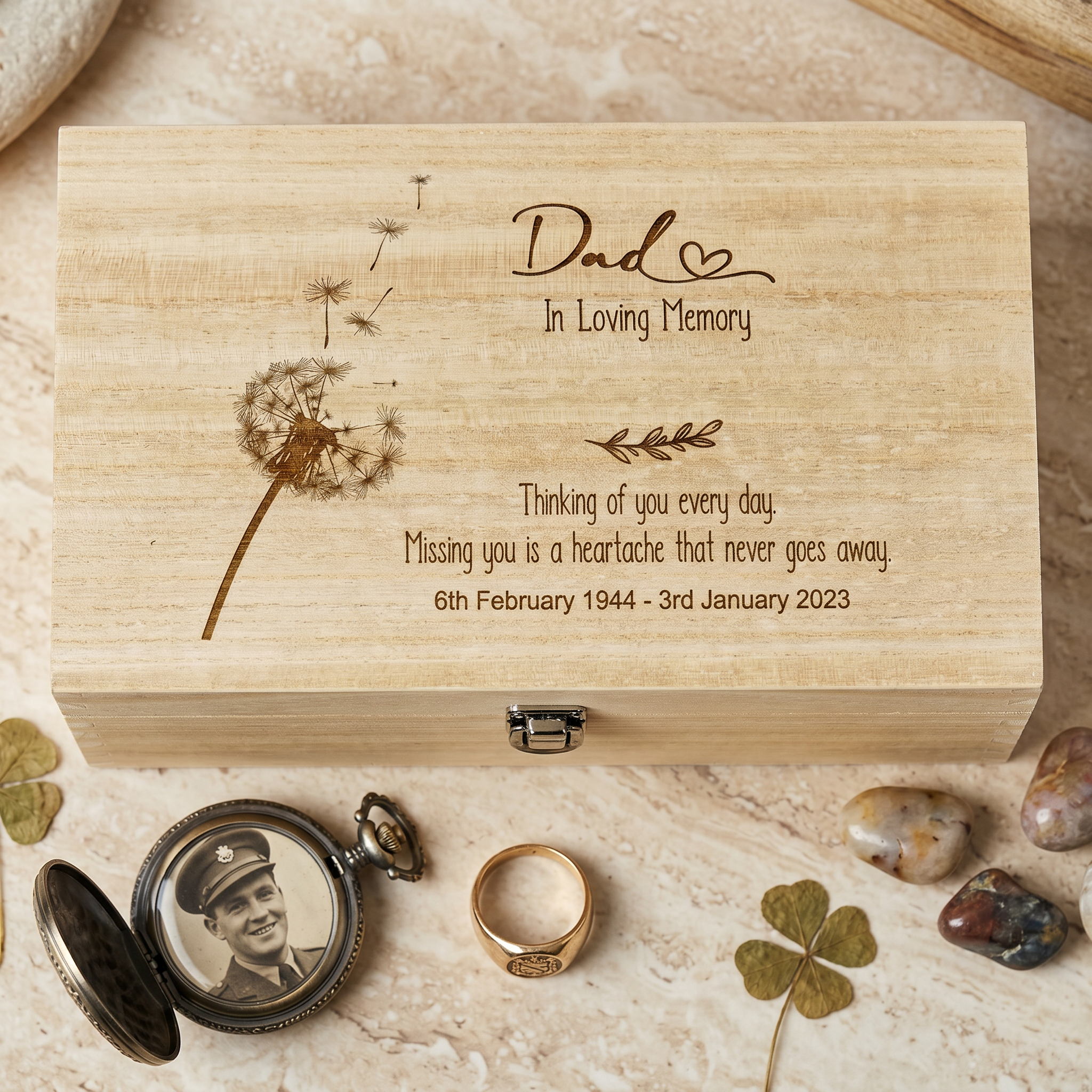Personalised Memory Keepsake Box - Engraved Wooden Dad Remembrance Gift Keepsake Memory Box ukgiftstoreonline