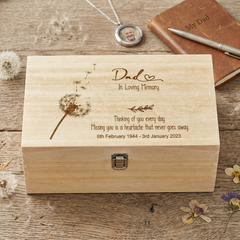 Personalised Memory Keepsake Box - Engraved Wooden Dad Remembrance Gift Keepsake Memory Box ukgiftstoreonline