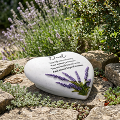 Dad Graveside Lavender Heart Stone Memorial Plaque, Grave Ornament Tribute, Gift ukgiftstoreonline