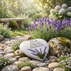 Dad Graveside Lavender Heart Stone Memorial Plaque, Grave Ornament Tribute, Gift ukgiftstoreonline