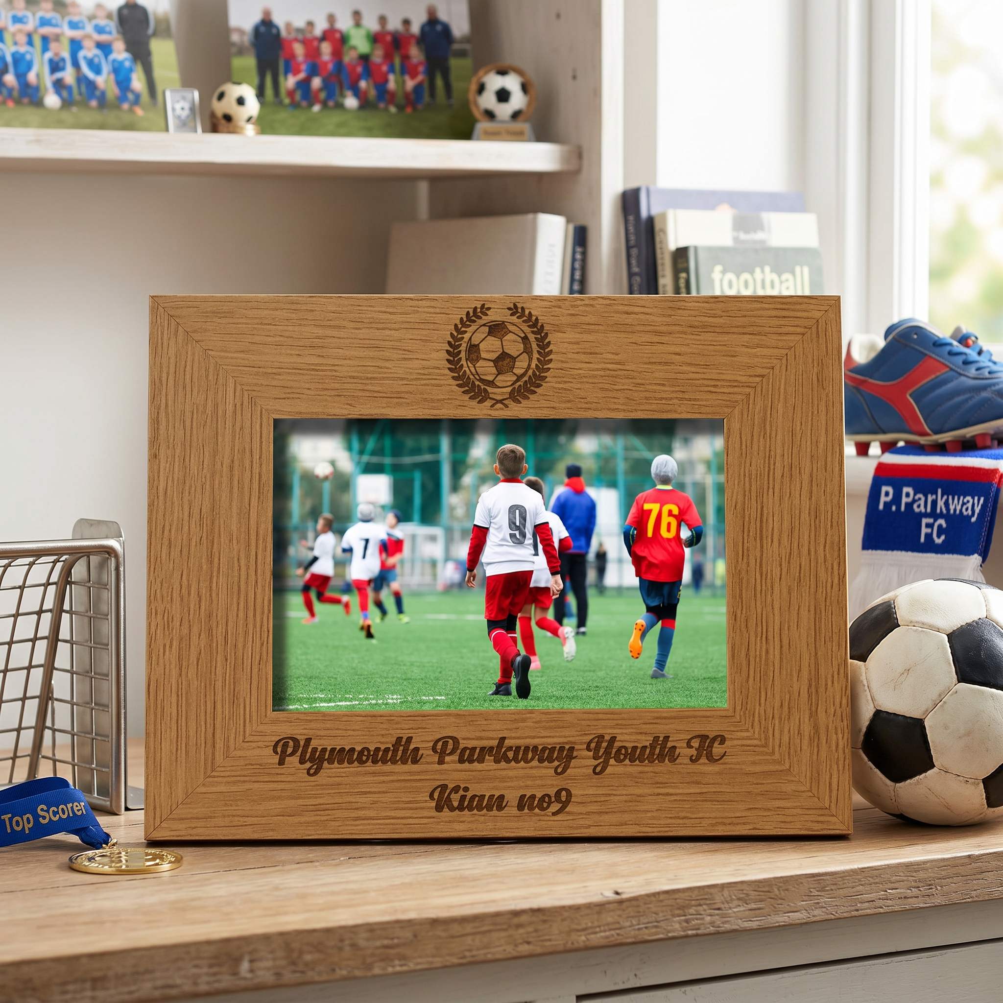Football Themed Personalised Wooden Engraved Photo Frame Photo Frame ukgiftstoreonline