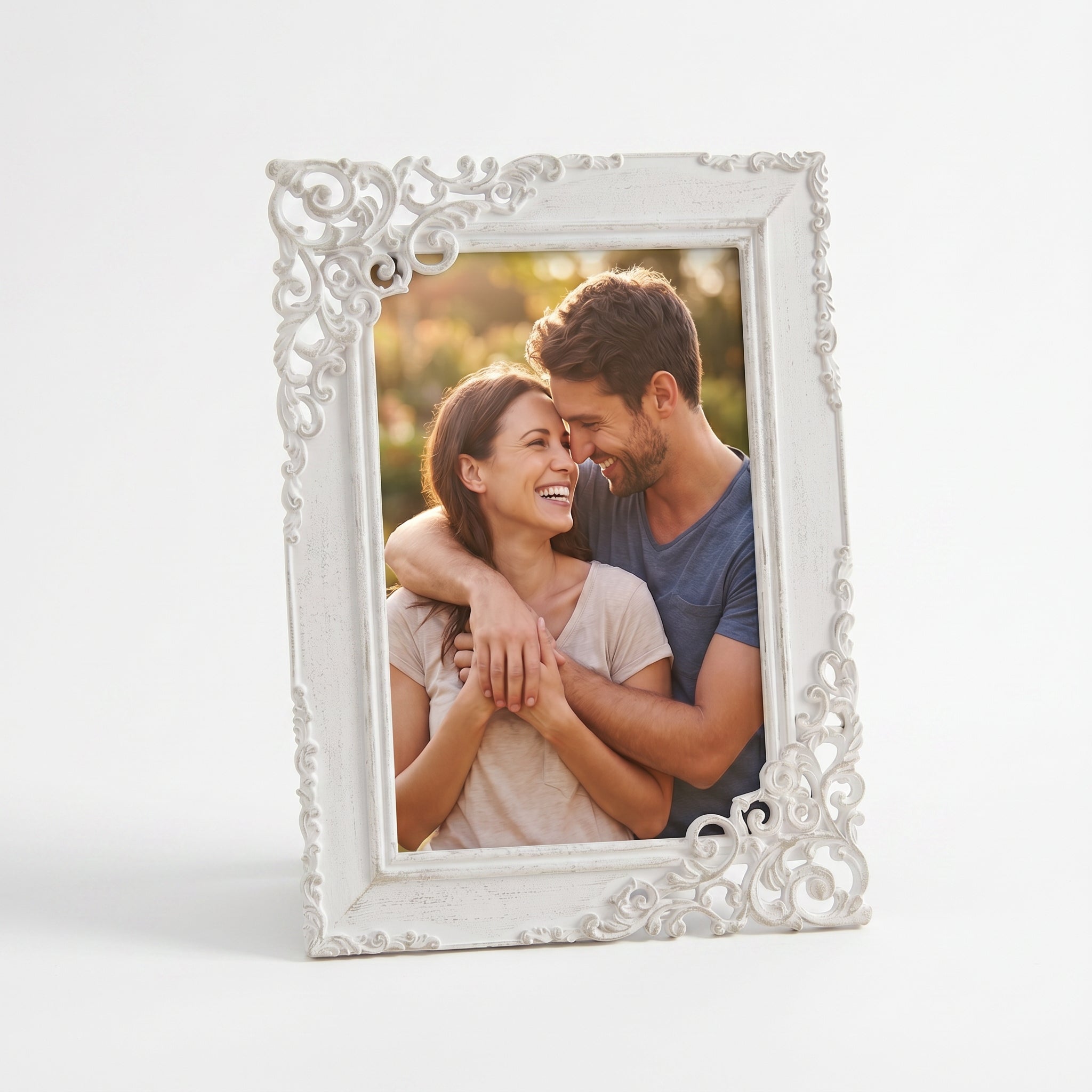 Classical Vintage Ornate White Metal Photo Frame 4" x 6" photo frame ukgiftstoreonline