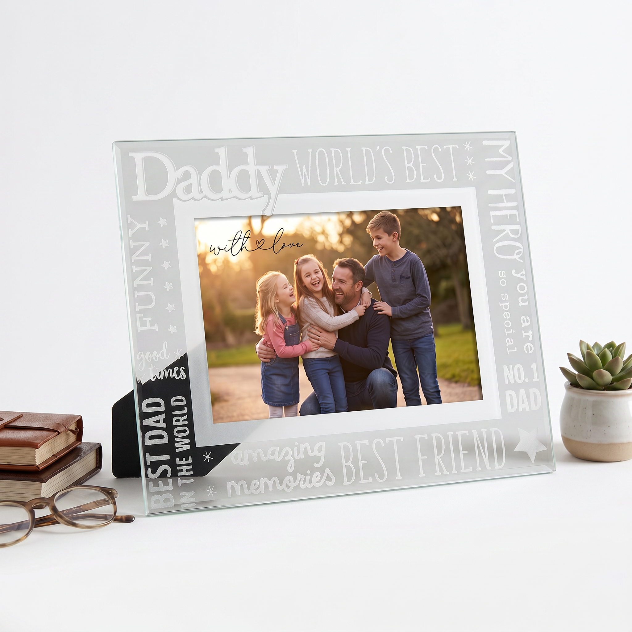 World's Best Daddy Glass Photo Frame Gift With Sentiments For Fathers Day, Birthday or Christmas Nan Photo Frame ukgiftstoreonline