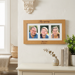 Personalised Wooden Triple Photo 6 x 4 Frame Custom Engraved Any Message Photo Frame ukgiftstoreonline