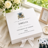 Personalised Graduation gift Keepsake Memory Box With Watercolour Hat Design ukgiftstoreonline Large Ribbon Box