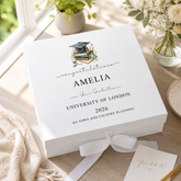 Personalised Graduation gift Keepsake Memory Box With Watercolour Hat Design ukgiftstoreonline Medium Ribbon Box