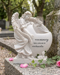 Angel Remembrance Stone Memorial Vase , Grave Ornament Tribute, Your Memory Will Live On In Our Hearts