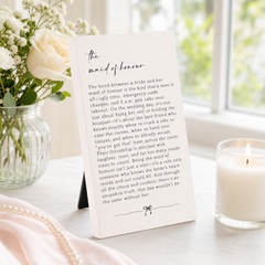 Maid Of Honour Plaque Gift – Standing Plaque With Sentimental Quote