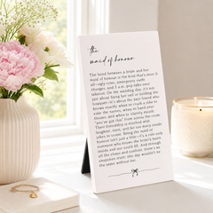 Maid Of Honour Plaque Gift – Standing Plaque With Sentimental Quote