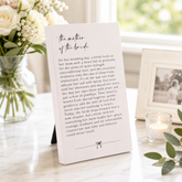 Mother Of The Bride Plaque Gift – Standing Plaque With Sentimental Quote Nan Photo Frame ukgiftstoreonline