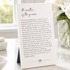 Mother Of The Groom Plaque Gift – Standing Plaque With Sentimental Quote
