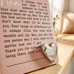 Nan Plaque Gift – Standing Plaque With Sentimental Quote & Raised Heart