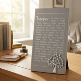 Teacher Plaque Gift – Standing Plaque With Sentimental Quote & Raised Silver Tree Nan Photo Frame ukgiftstoreonline