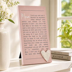 Pink Mum Plaque Gift – Standing Plaque With Sentimental Quote & Raised Heart
