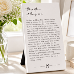 Mother Of The Groom Plaque Gift – Standing Plaque With Sentimental Quote