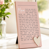 Pink Mum Plaque Gift – Standing Plaque With Sentimental Quote & Raised Heart Nan Photo Frame ukgiftstoreonline