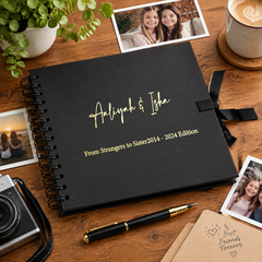 Personalised Any Name and Text Black Scrapbook Photo album Gold Print Scrapbook ukgiftstoreonline
