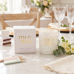 Wedding Gift Candle – Mr and Mrs Boxed Confetti Design Keepsake Candle ukgiftstoreonline