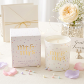 Wedding Gift Candle – Mr and Mrs Boxed Confetti Design Keepsake Candle ukgiftstoreonline