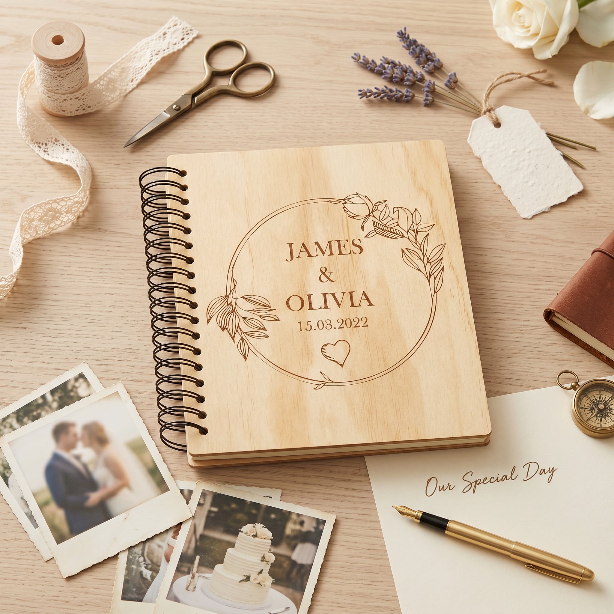 Personalised Wedding or Anniversary Wooden Photo Album Engraved Gift photo album ukgiftstoreonline
