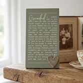 Grandad Plaque Gift – Raised Silver Heart Plaque With Sentimental Quote & Elegant Display Nan Photo Frame ukgiftstoreonline