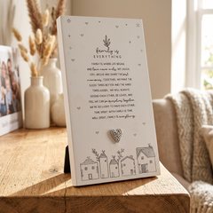 Family Is Everything Plaque Gift – Standing Plaque With Sentimental Quote & Raised Heart