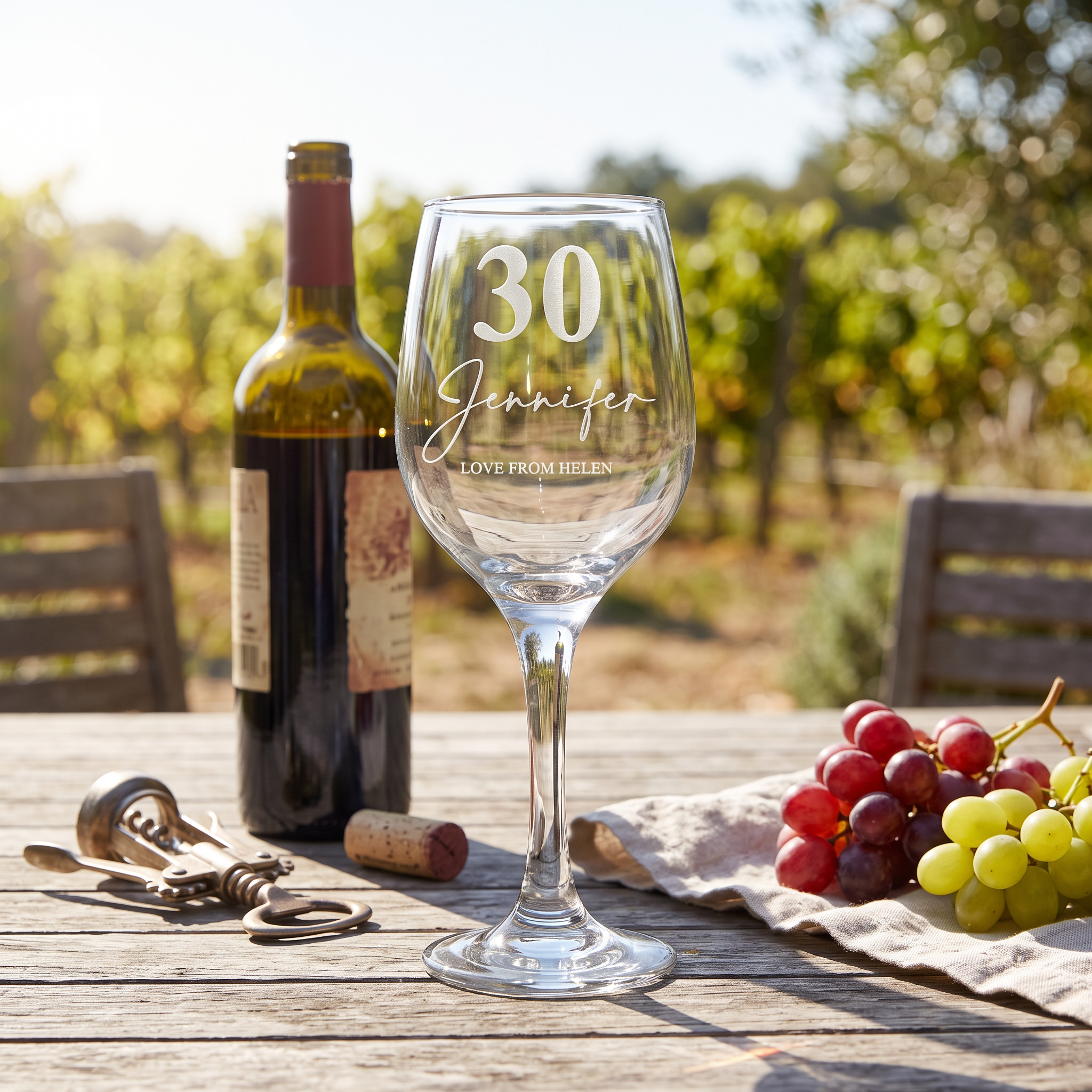 Personalised 30th Birthday Engraved Wine Glass Gift Name & Sentiment Personalised Wine Glasses ukgiftstoreonline