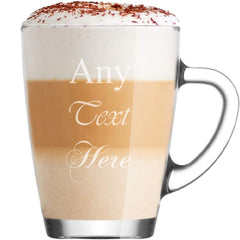 Personalised Engraved Glass Coffee Cup, Tea Cup, Personalise with Any Message for Any Occasion