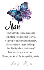 Personalised Nan Gift Beautiful Night Lamp With Wood Base and Sentiment