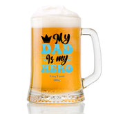 Personalised My Dad My Hero Beer Glass Tankard Gift