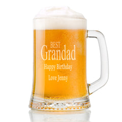 Personalised Engraved Grandad Beer Glass Tankard One Pint Gift