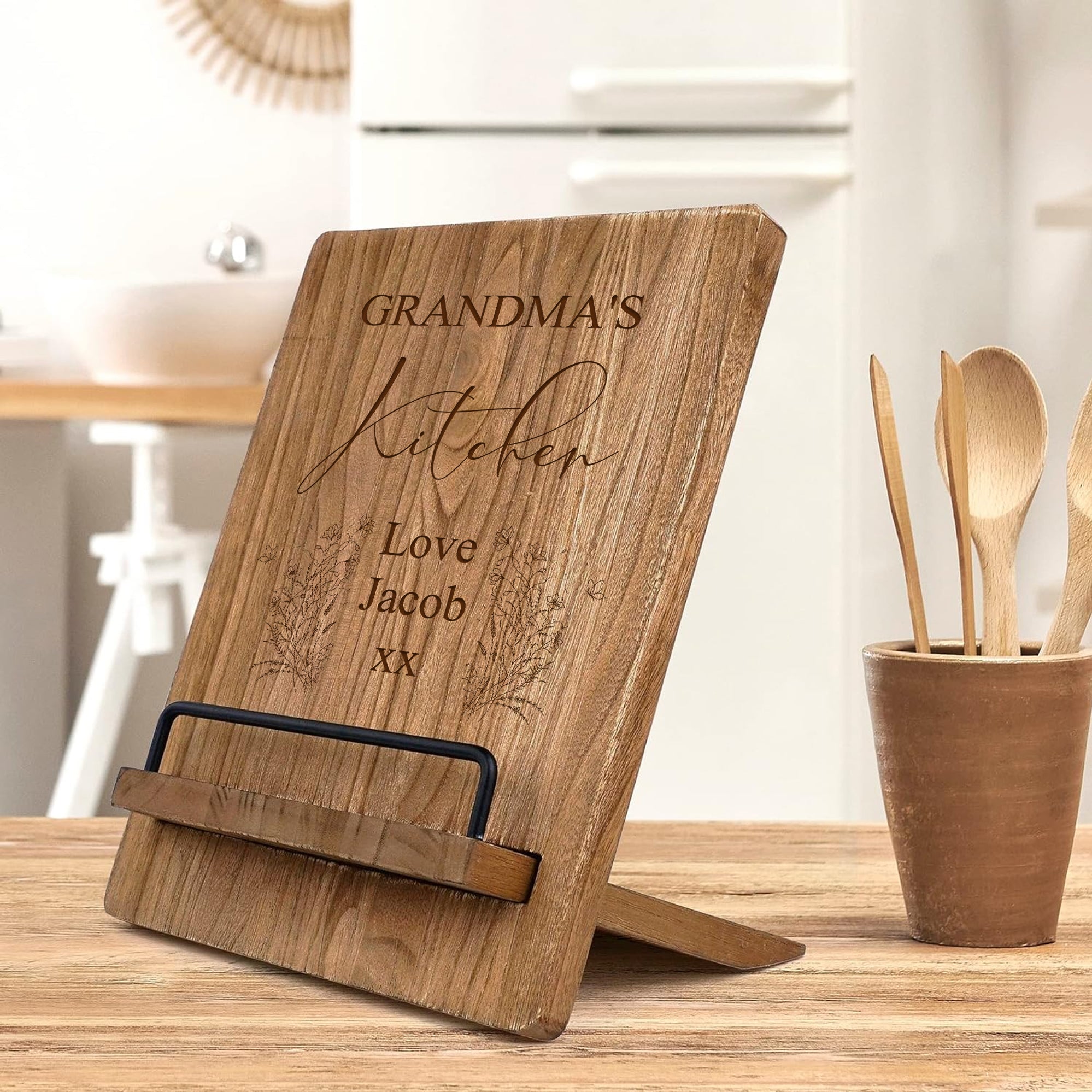 Personalised Grandma's Recipe Book Or Tablet Stand For Kitchen Gift recipe book holder ukgiftstoreonline