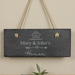 Personalised House Names Hanging Stone Slate Plaque New Home Gift